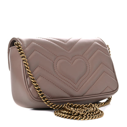 Gucci Calfskin Matelasse Super Mini GG Marmont Shoulder Bag Porcelain Rose 3 of 9