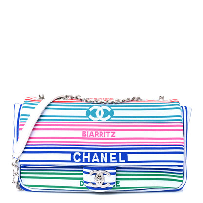 Chanel Mixed Fibers Lambskin Venise Biarritz Flap Bag Multicolor White 1 of 10