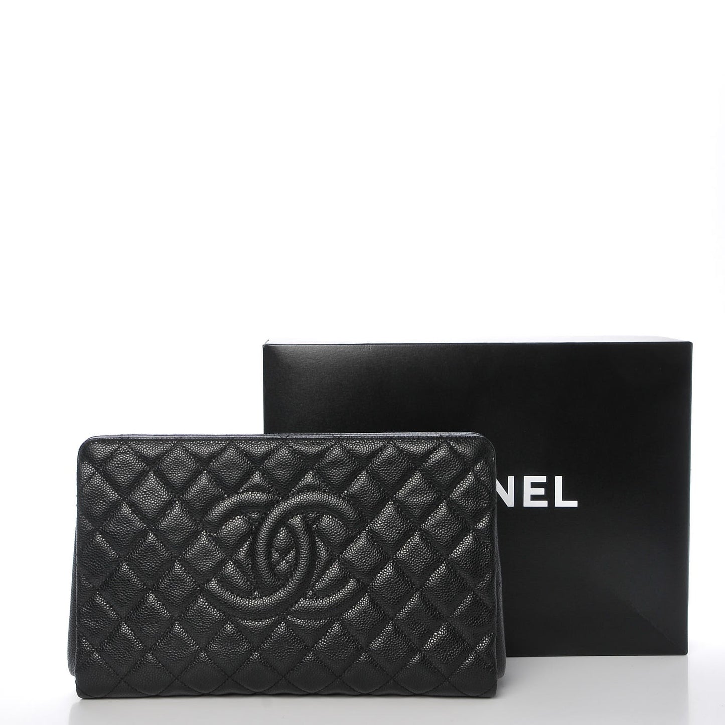 Caviar Quilted CC Large Clutch Black