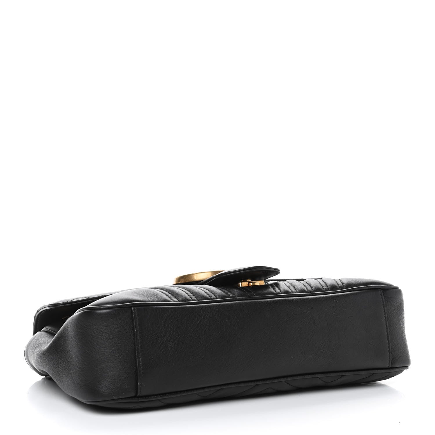Gucci Calfskin Matelasse Medium GG Marmont Shoulder Bag Black 3 of 4