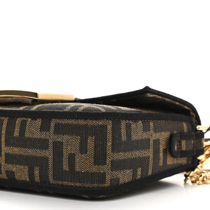 Fendi Fabric Jacquard FF 1974 Mini Baguette Tobacco Moro Black 10 of 10
