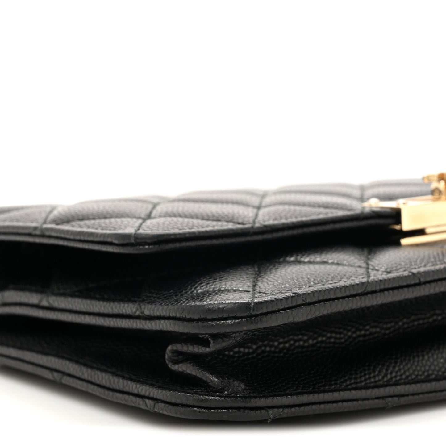 Caviar Quilted Golden Class Wallet On Chain WOC Black