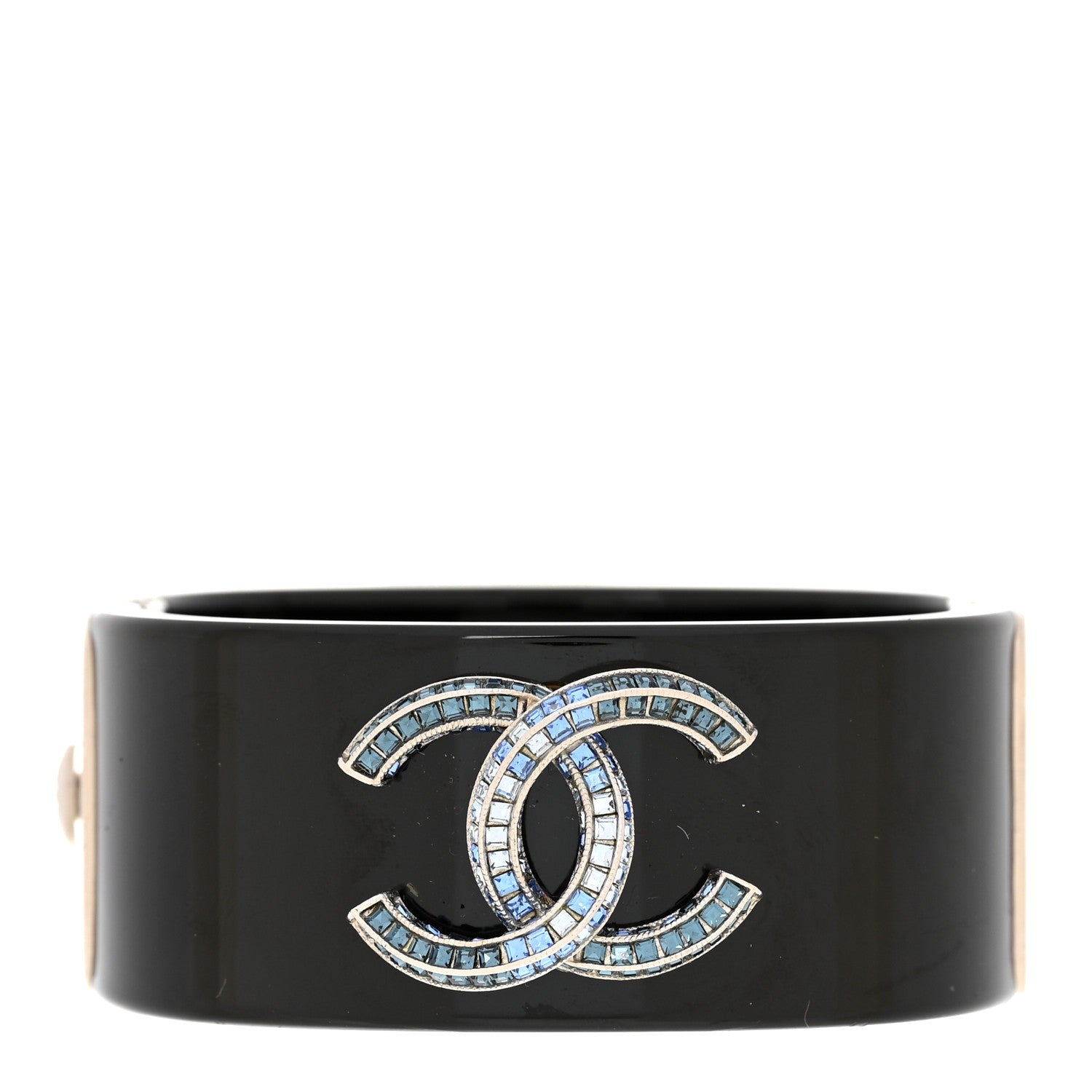 Chanel Resin Crystal CC Cuff Black 1 of 5