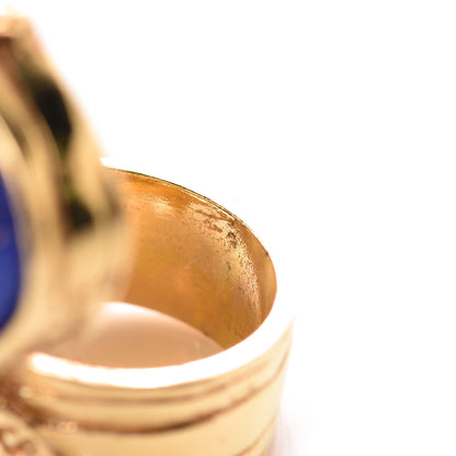 Saint Laurent Glass Cabochon Arty Ovale Ring 8 Gold Lapis 6 of 7