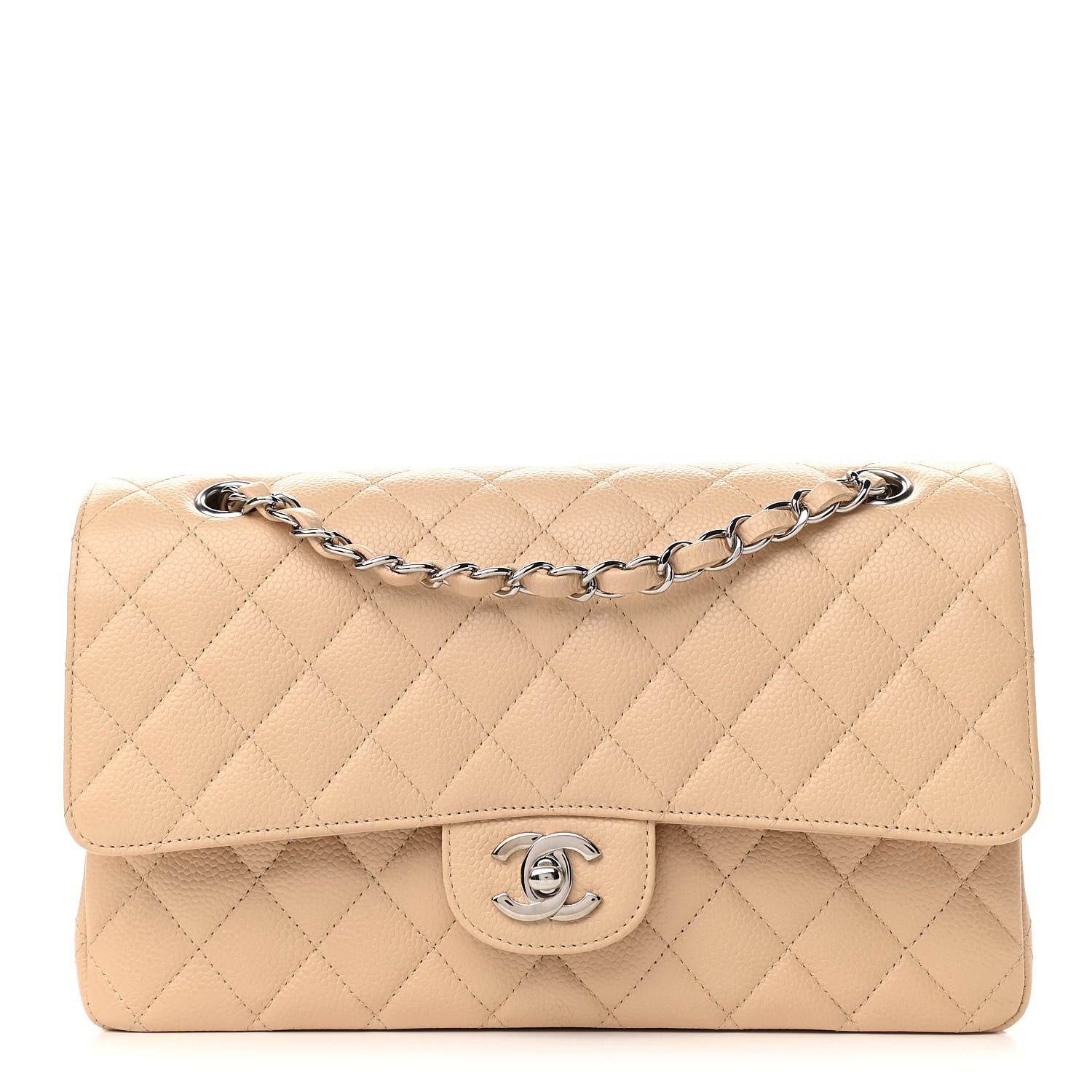 Chanel Caviar Quilted Medium Double Flap Light Beige 1 of 11