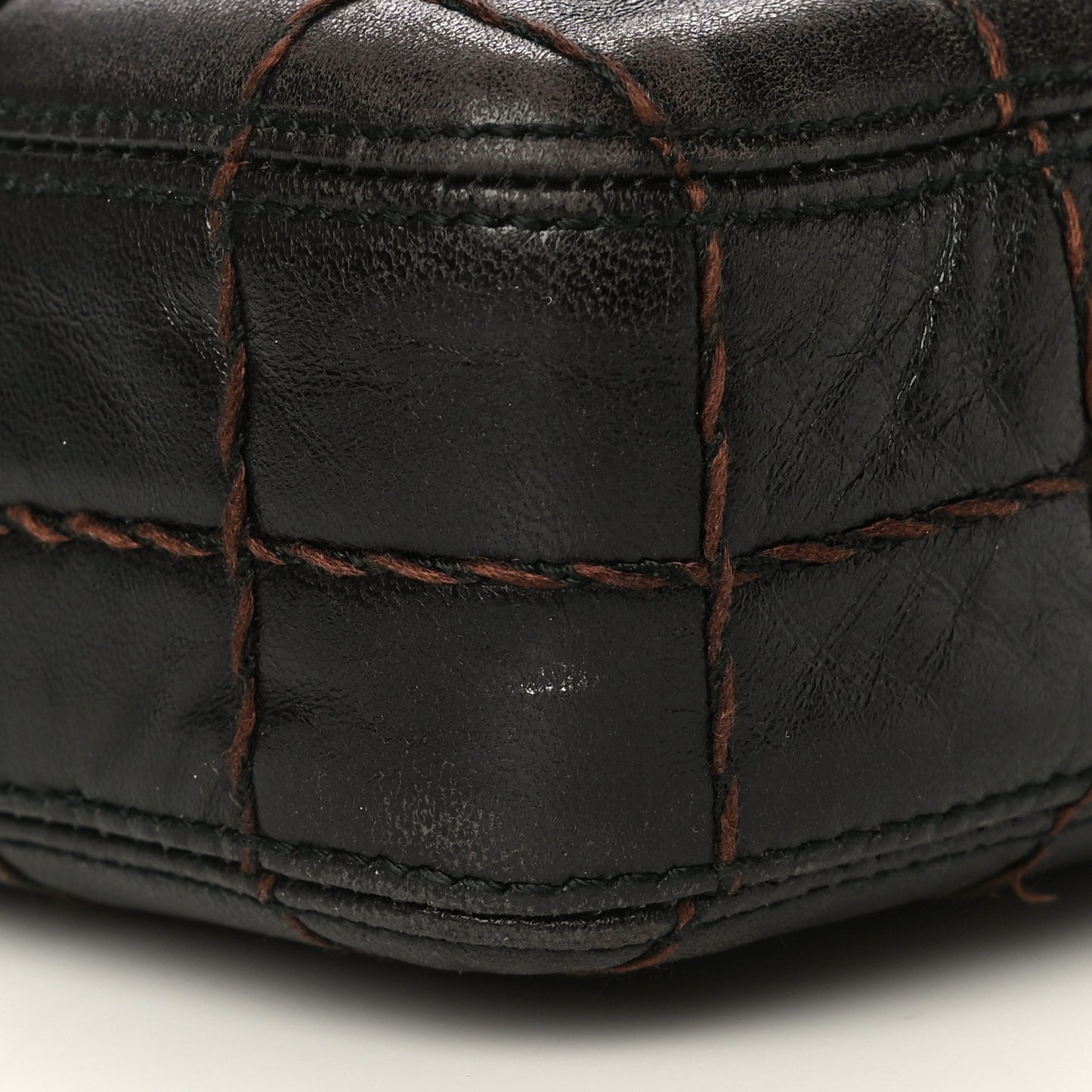 Lambskin Quilted Chocolate Bar Camera Case Black