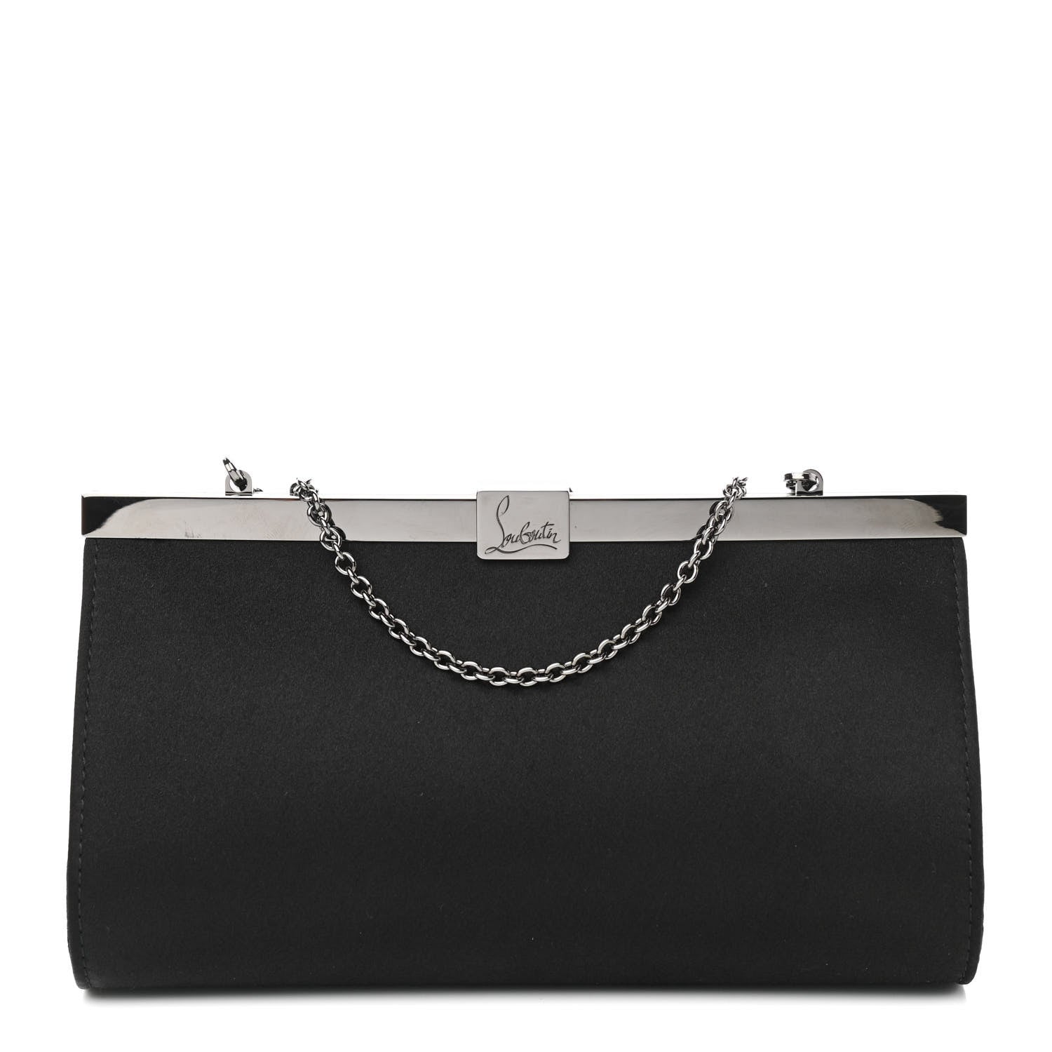 Christian Louboutin Satin Palmette Clutch Black 1 of 9