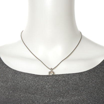 David Yurman Sterling Silver Diamond White Topaz 7mm Petite Albion Pendant Necklace 2 of 5