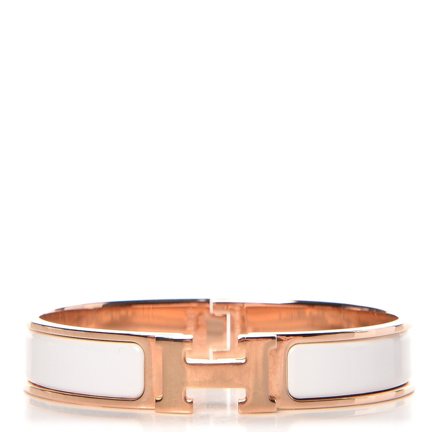 Hermes Enamel Narrow Clic Clac H Bracelet GM White 1 of 4