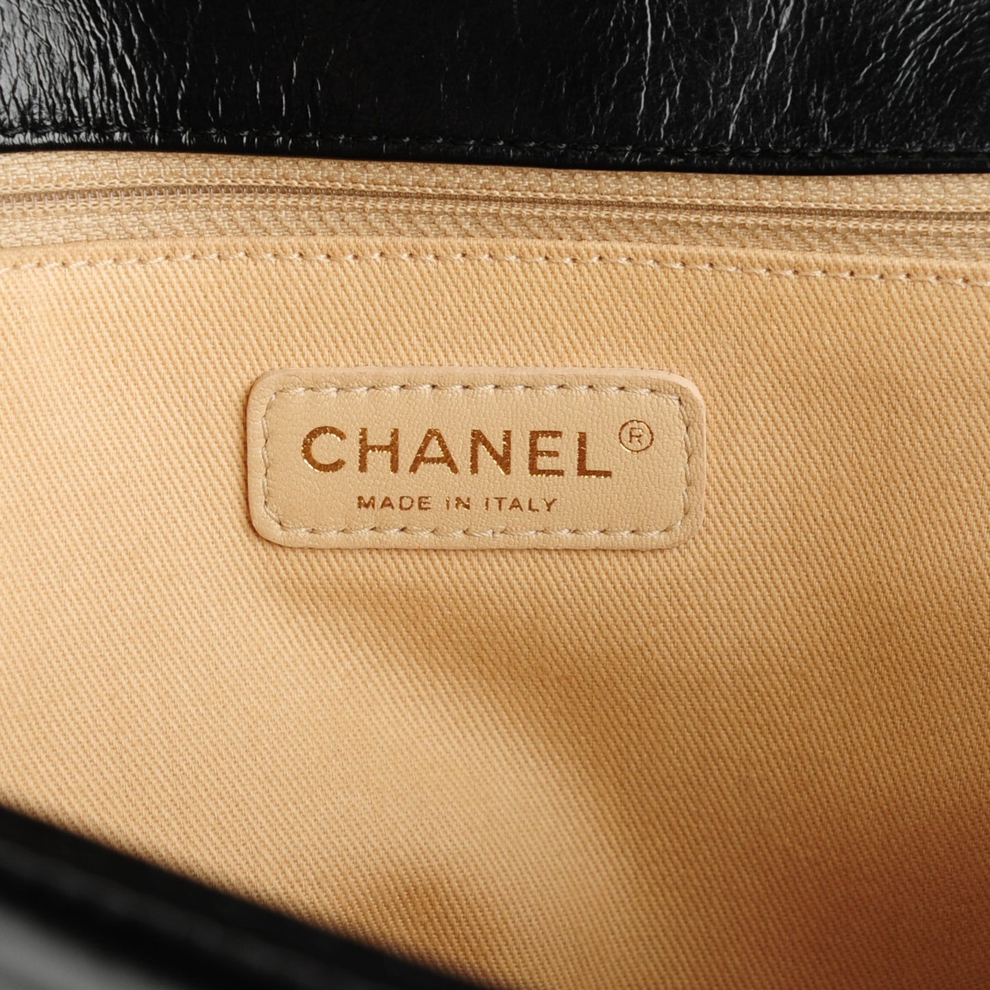 Glazed Calfskin Quilted Large Boy Flap Black