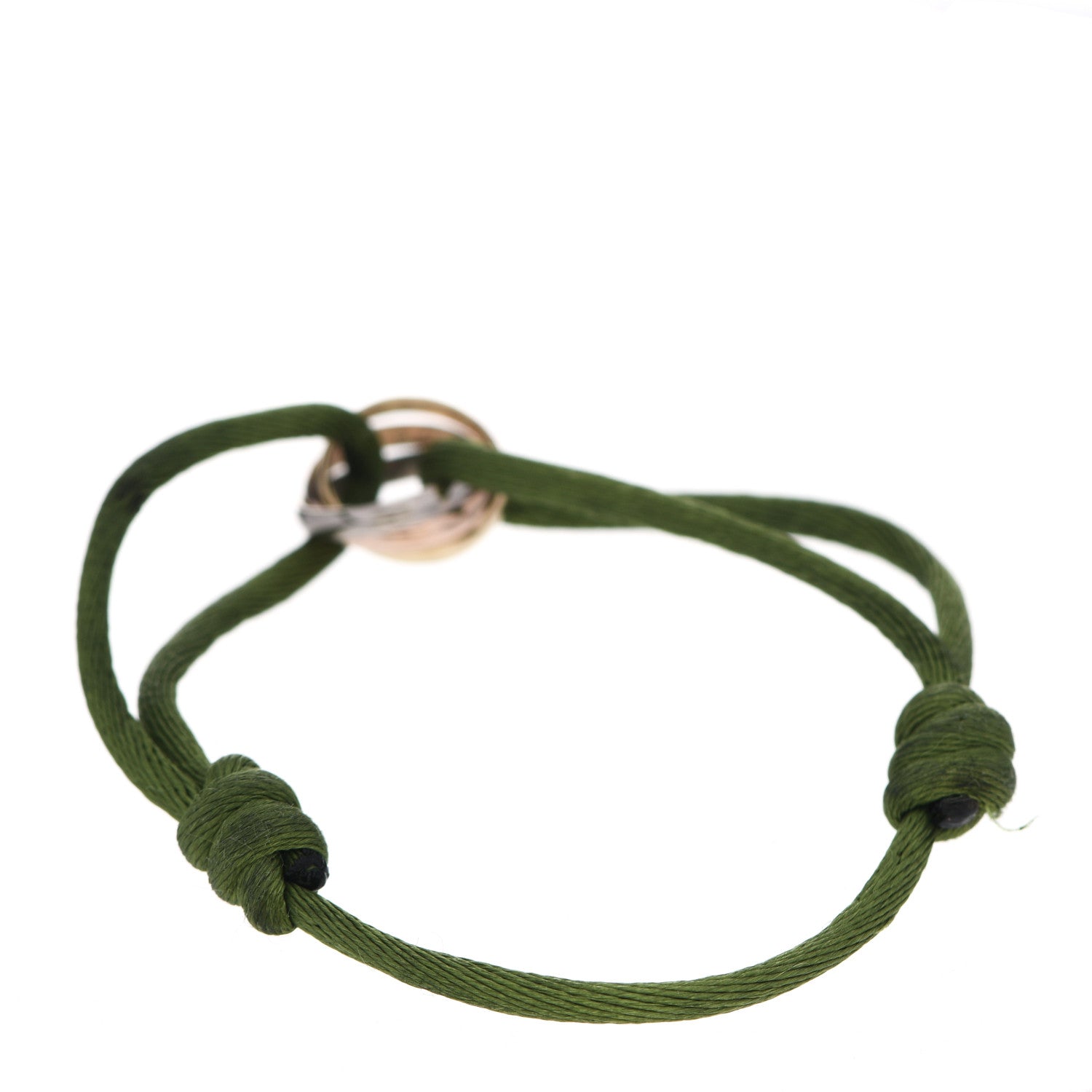 Cartier 18K Pink Yellow White Gold Trinity Adjustable Cord Bracelet Green 3 of 6