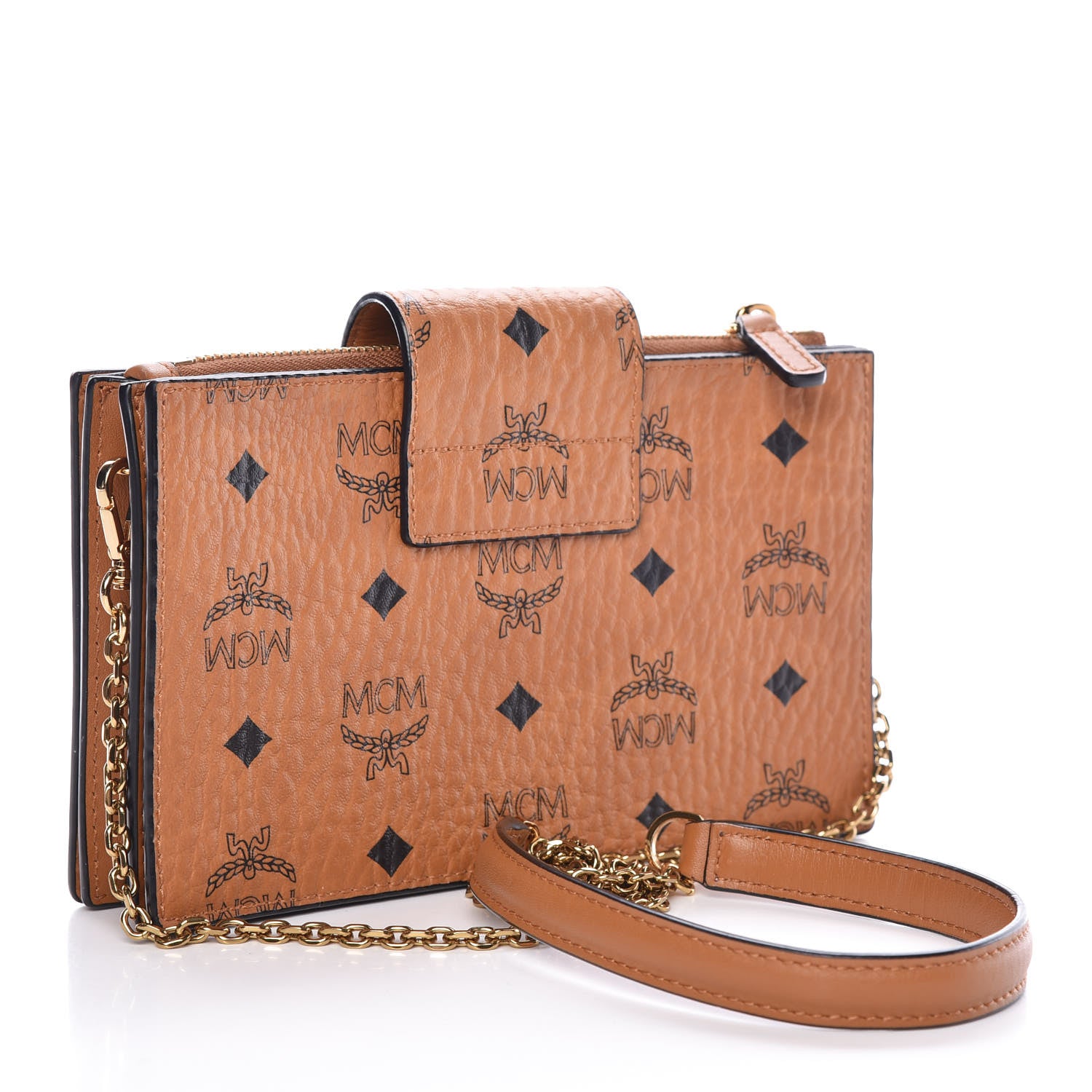 MCM Visetos Small Crossbody Bag Cognac 3 of 9
