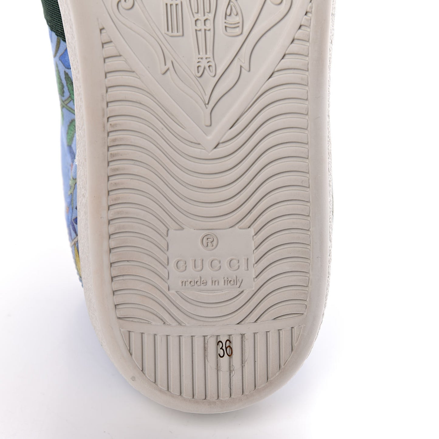 Calfskin Web New Flora Print Womens Ace New Sneakers 36 Azure