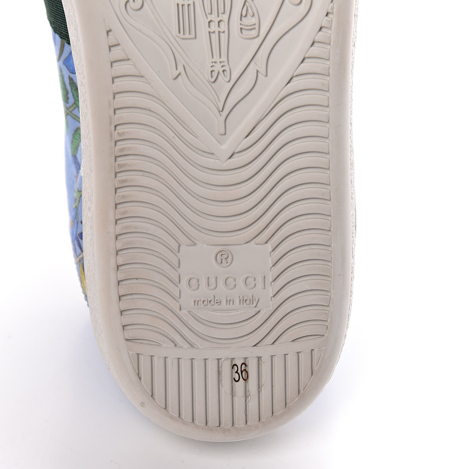 Gucci Calfskin Web New Flora Print Womens Ace New Sneakers 36 Azure 7 of 10