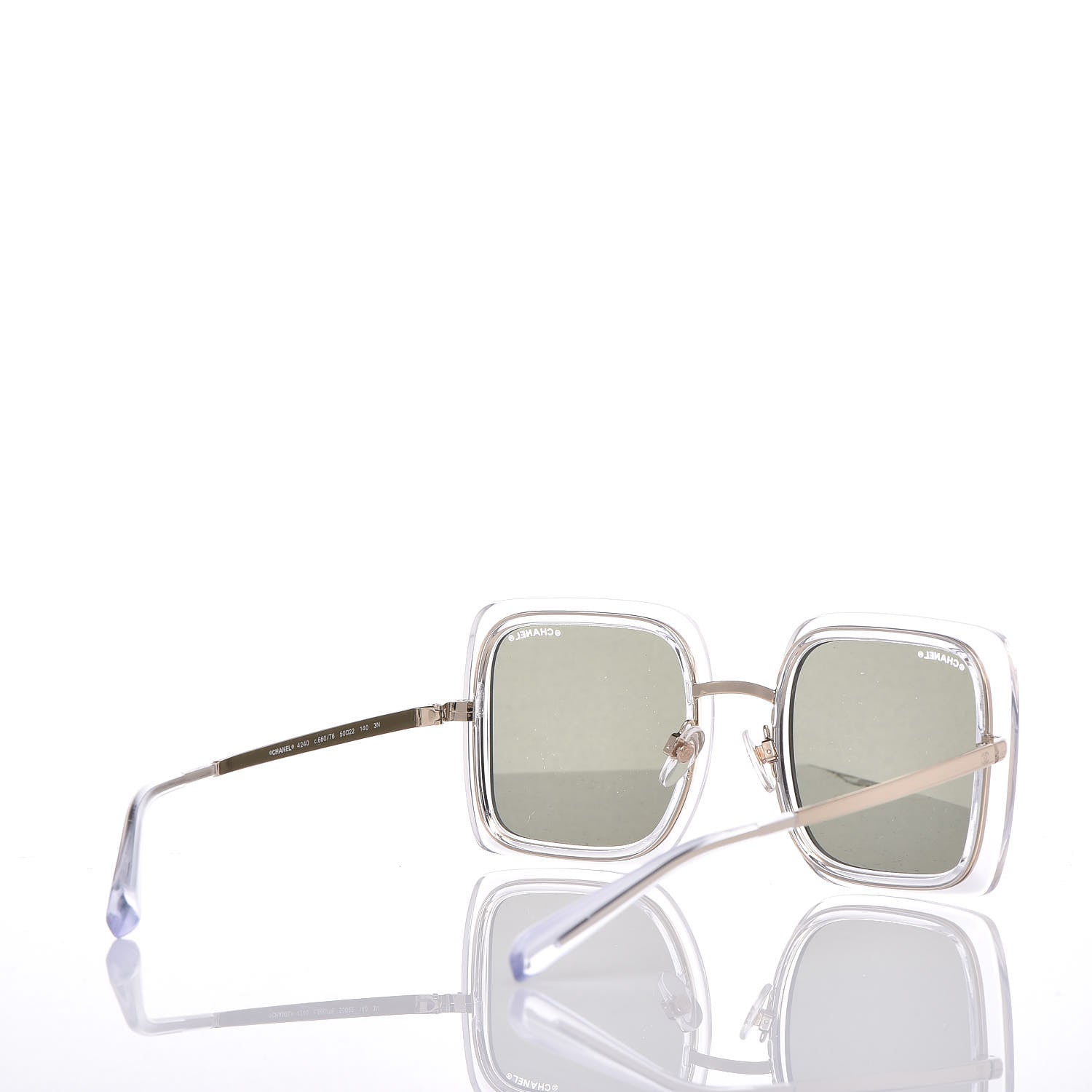 Chanel 24K Gold Mirror Square Sunglasses 4240 Transparent 3 of 6