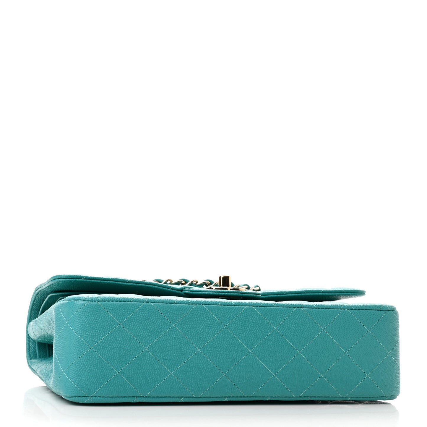 Caviar Quilted Medium Double Flap Turquoise