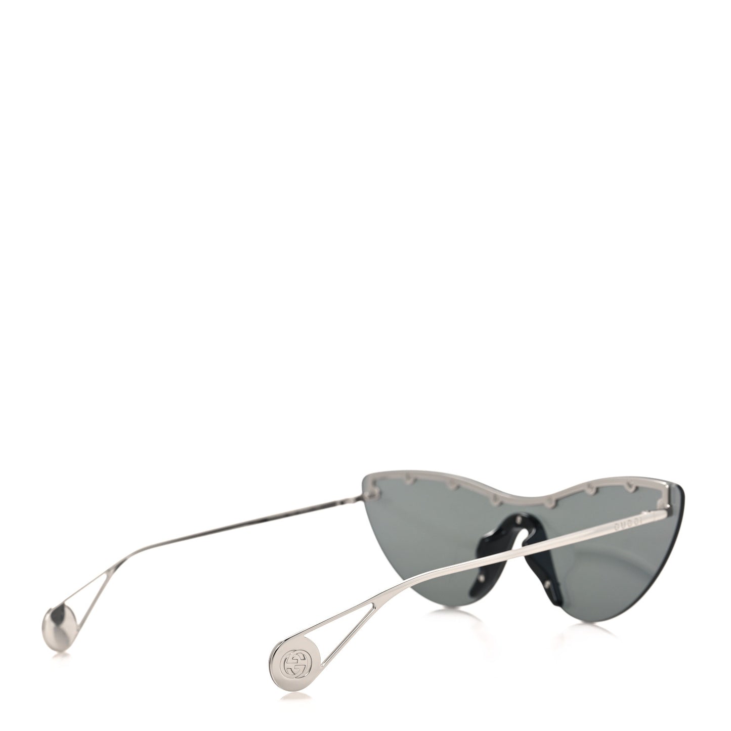 Metal Rimless Star Studded 90mm Cat Eye GG0666S Sunglasses Mirror Silver