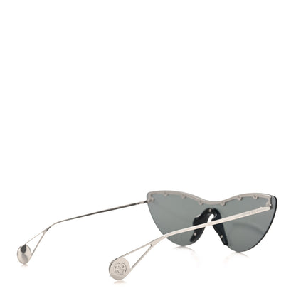 Gucci Metal Rimless Star Studded 90mm Cat Eye GG0666S Sunglasses Mirror Silver 4 of 8