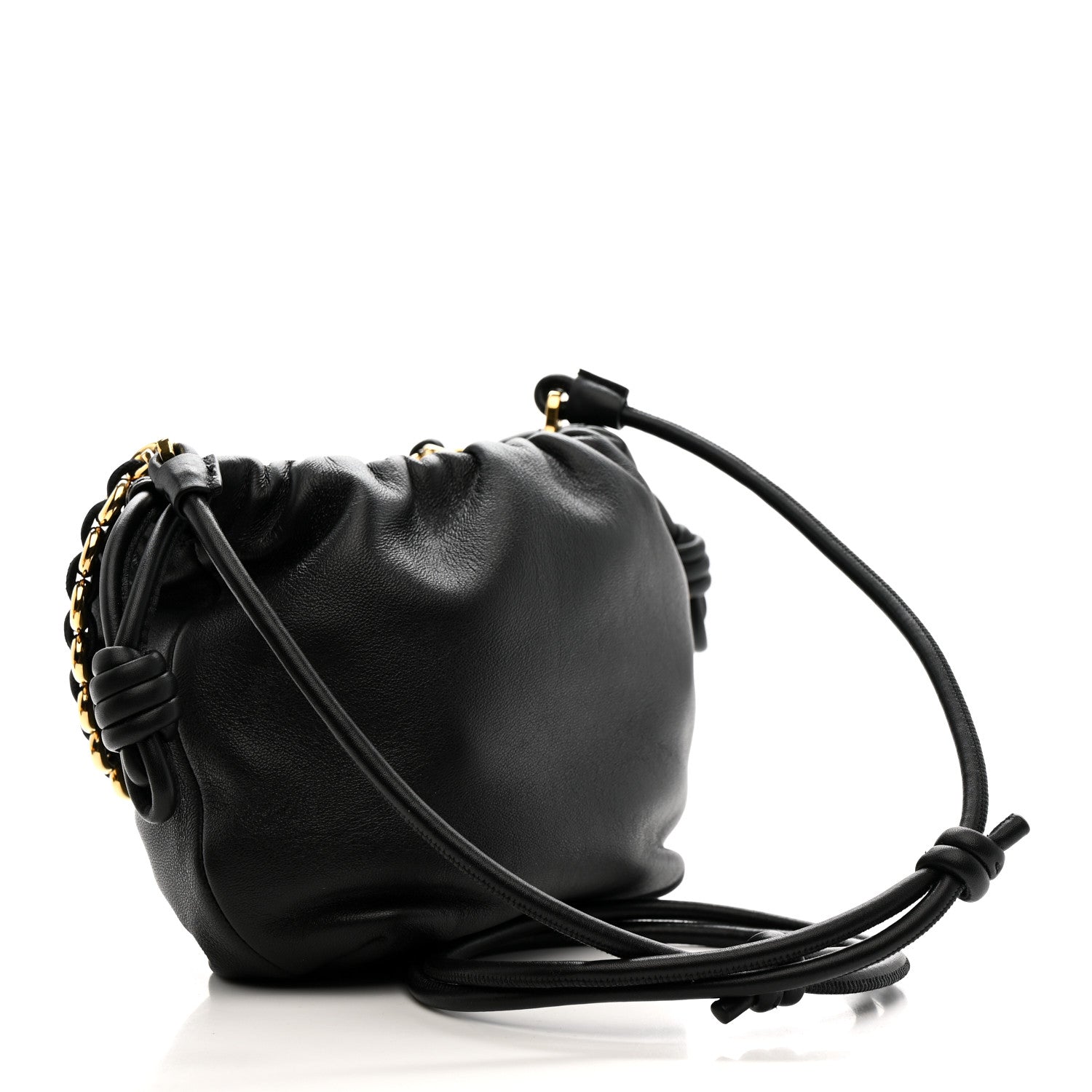 Loewe Mellow Nappa Donut Chain Mini Flamenco Knot Clutch Black 3 of 10