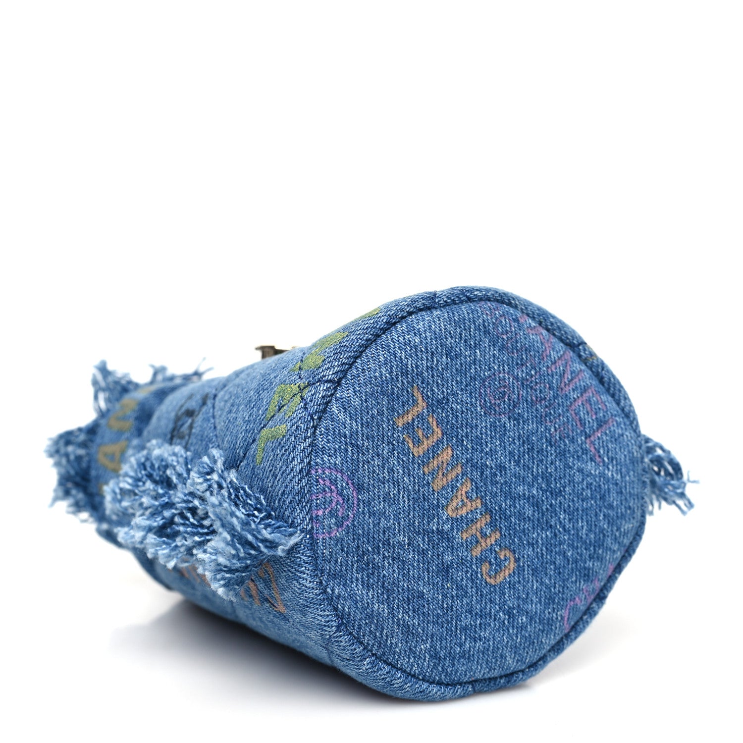 Chanel Denim Quilted Mood Mini Bucket With Chain Blue Multicolor 4 of 11
