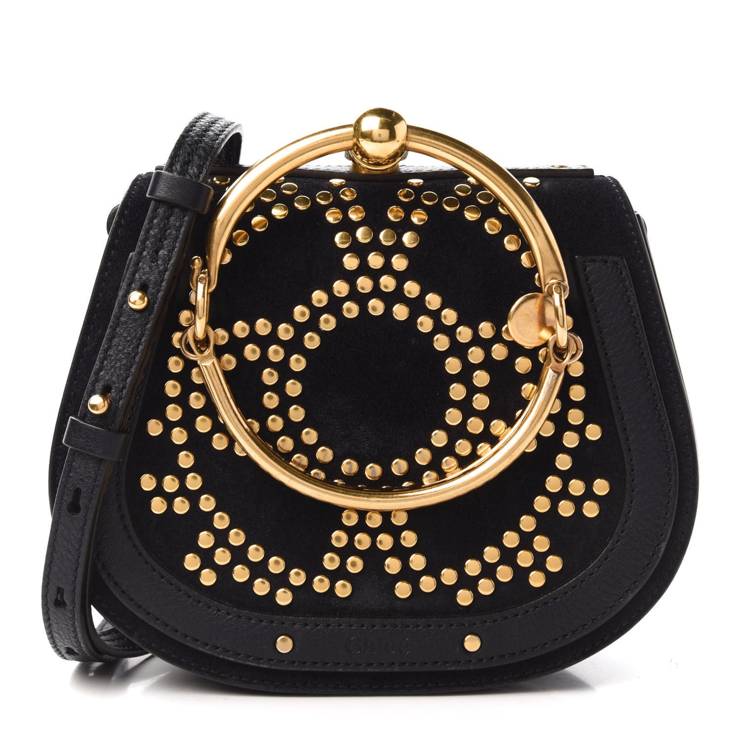 Calfskin Suede Small Constellation Studs Nile Bracelet Bag Black