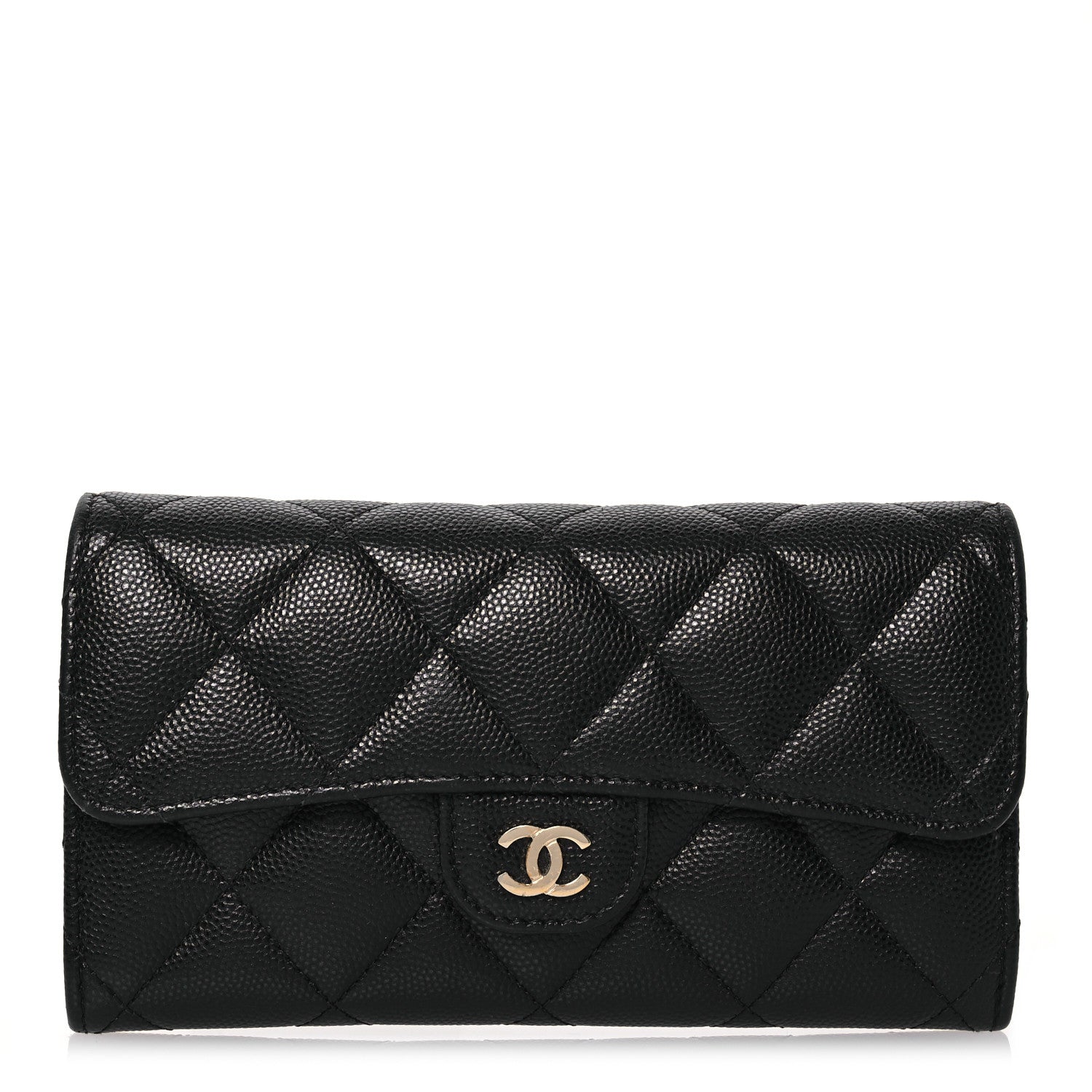 Chanel Caviar Quilted Medium Gusset Flap Wallet Black 1 of 15