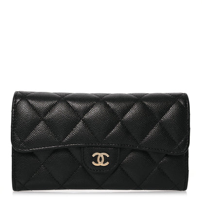 Chanel Caviar Quilted Medium Gusset Flap Wallet Black 1 of 15