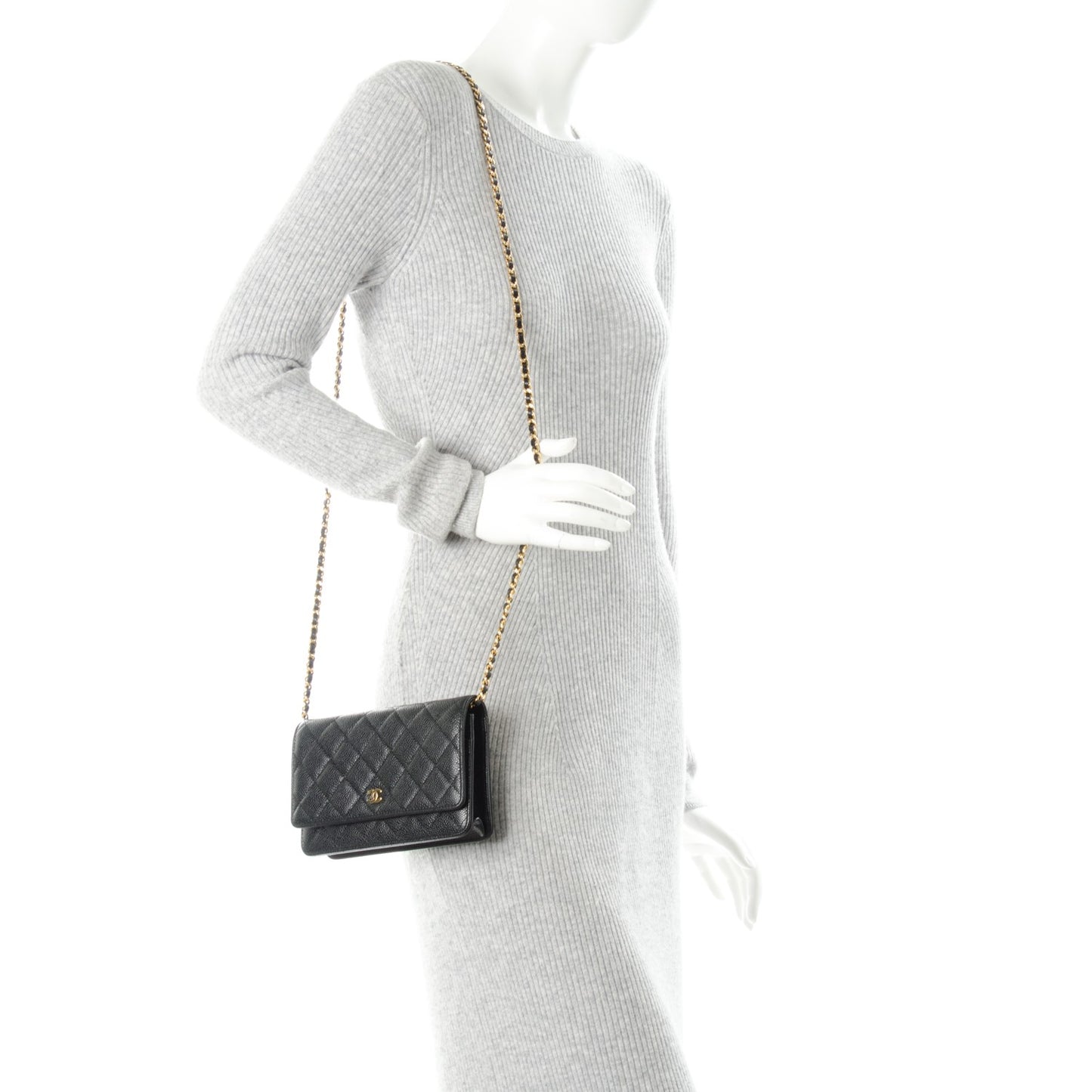 Caviar Quilted Wallet On Chain WOC Black