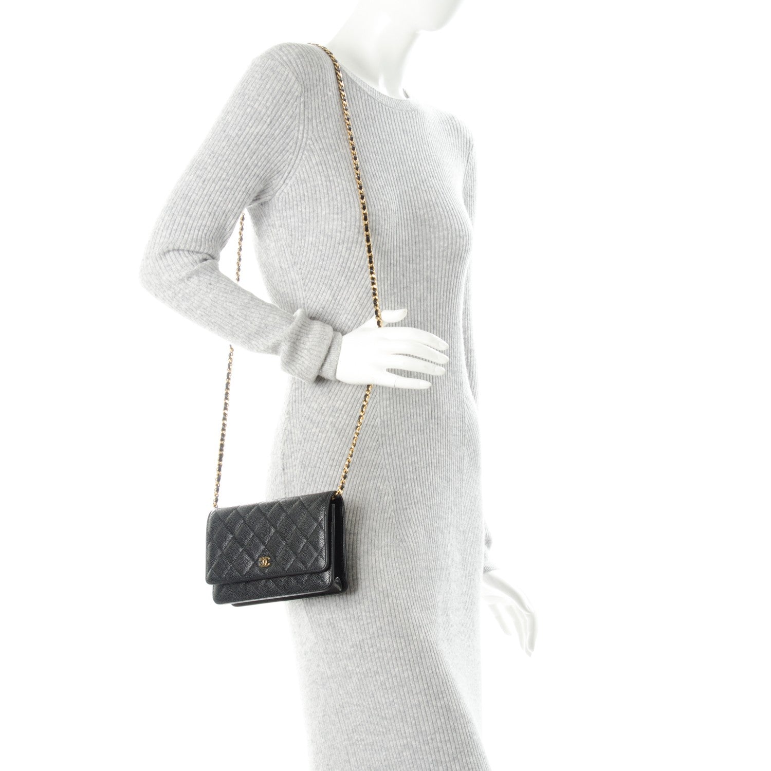 Chanel Caviar Quilted Wallet On Chain WOC Black 2 of 8