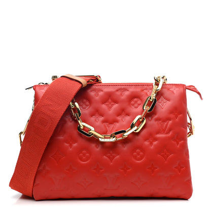 Louis Vuitton Lambskin Embossed Monogram Coussin PM Red 1 of 4