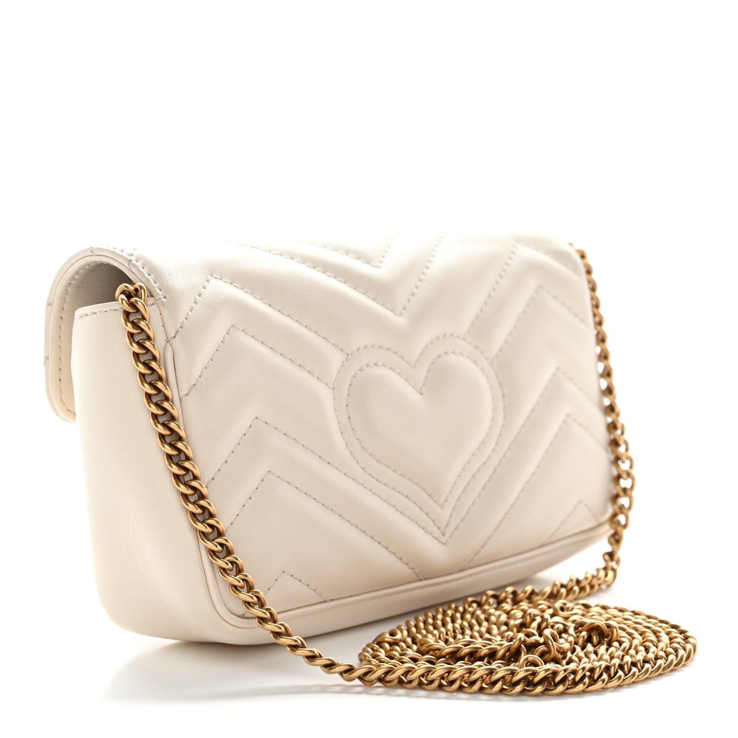 Gucci Calfskin Matelasse Super Mini GG Marmont Shoulder Bag White 3 of 12