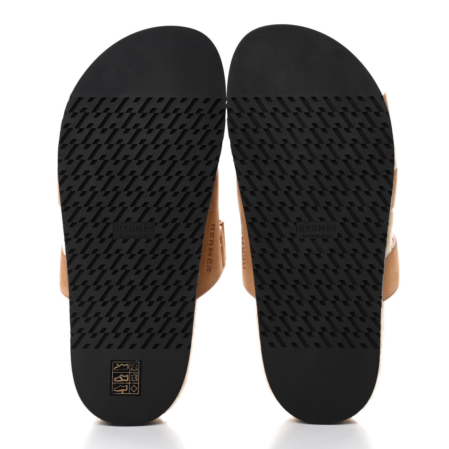 Hermes Suede Goatskin Woolskin Womens Chypre Sandals 40 Golden Beige 4 of 4
