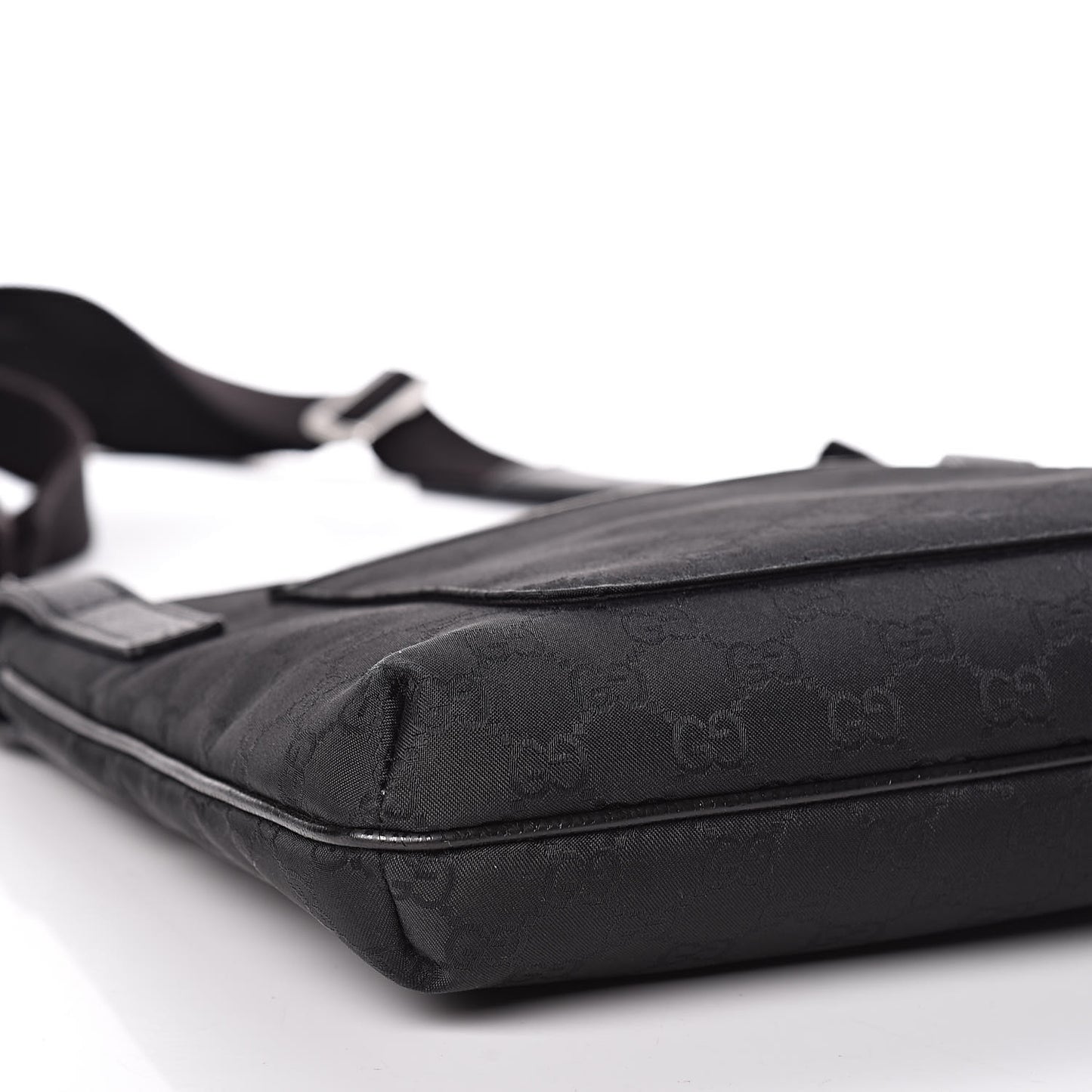 Nylon Monogram Flat Messenger Bag Black