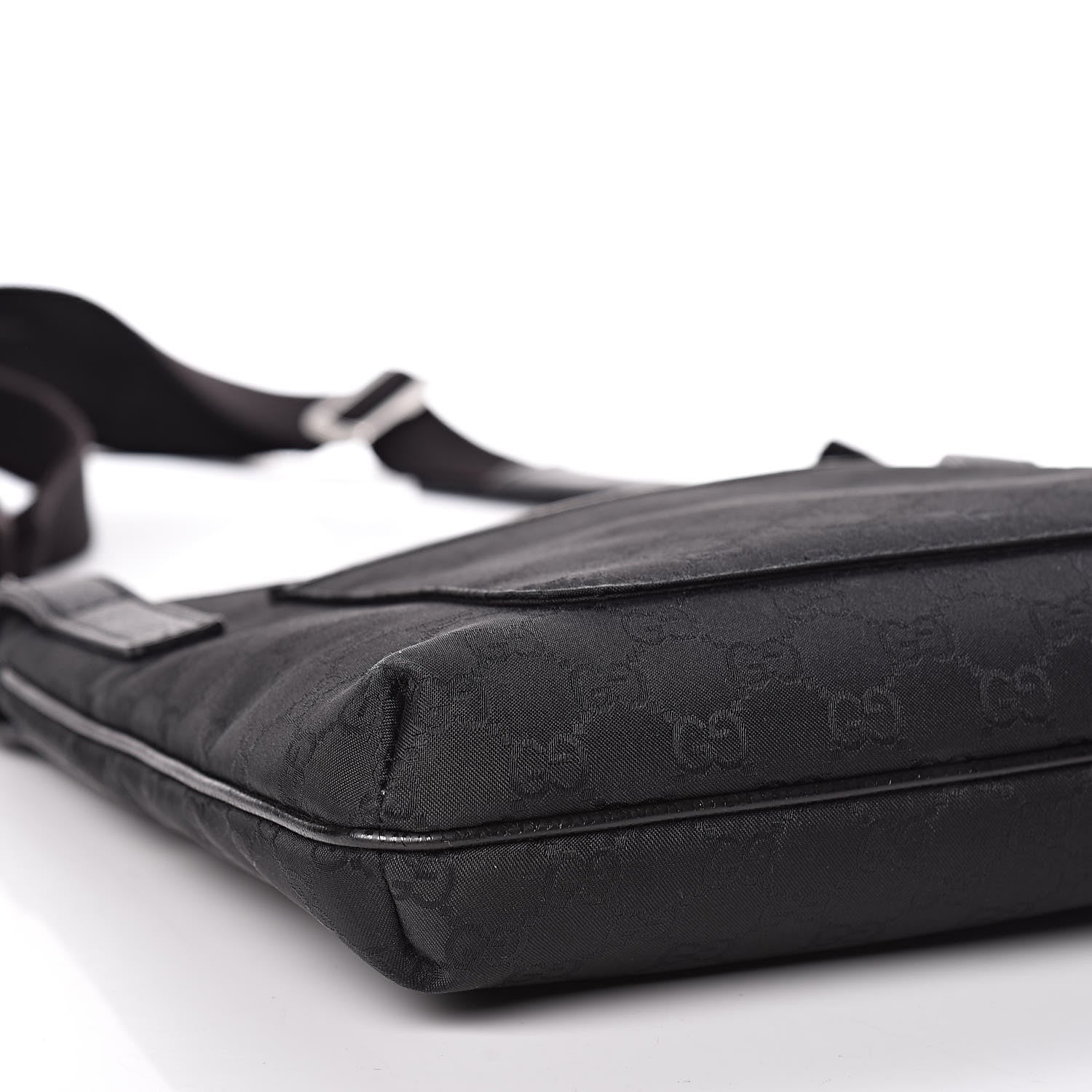 Gucci Nylon Monogram Flat Messenger Bag Black 10 of 12