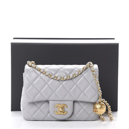 Chanel Lambskin Quilted Mini Pearl Crush Flap Light Grey 10 of 10