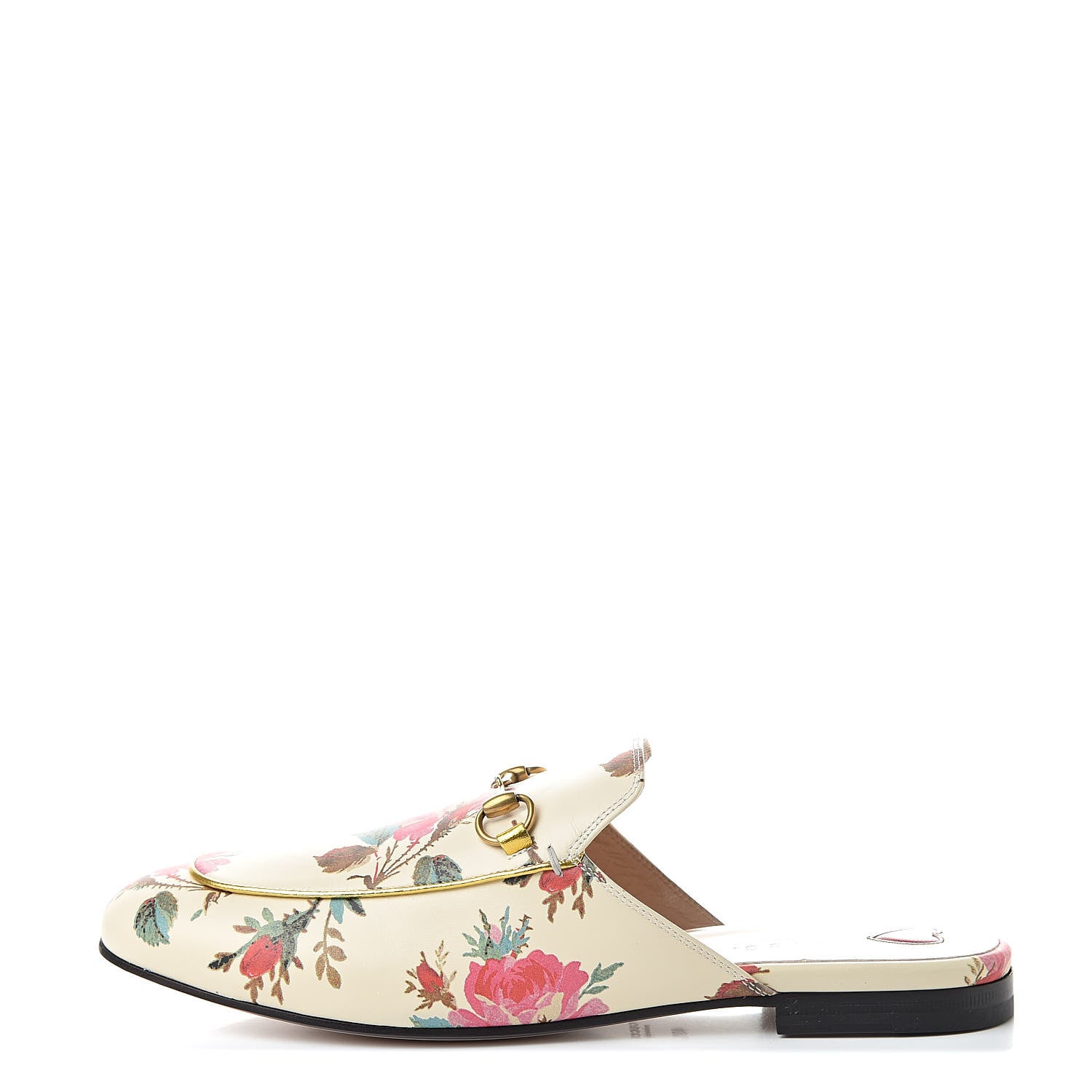 Gucci Calfskin Stamp Allover Rose Princetown Slippers 40.5 Ivory Multicolor 1 of 8