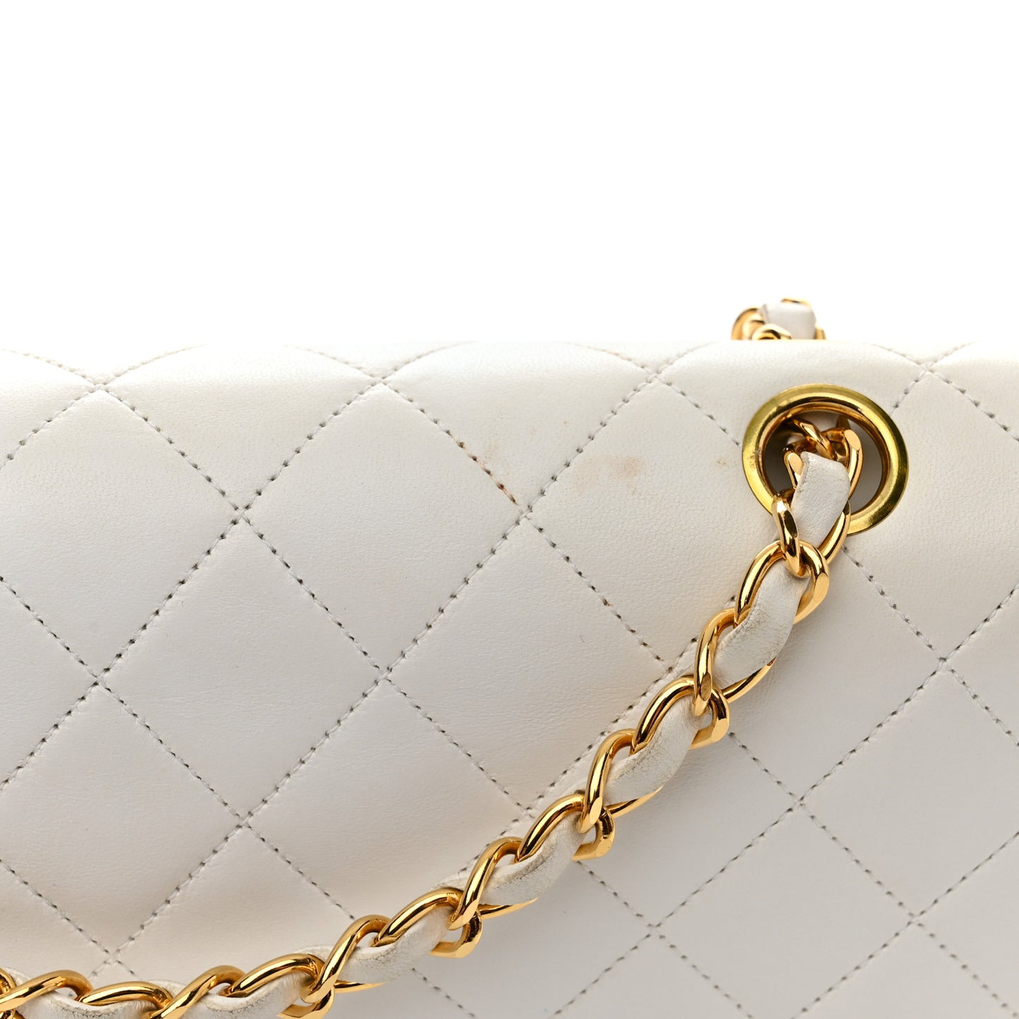 Lambskin Quilted Medium Double Flap White