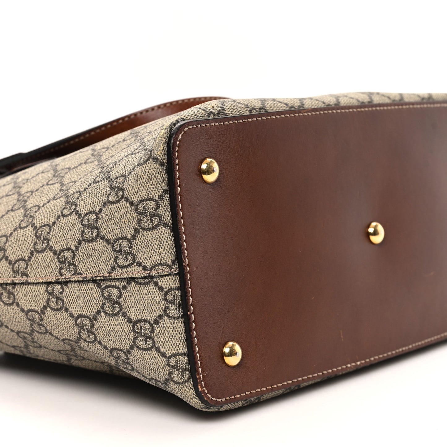 GG Supreme Monogram Linea A Foldover Tote Brown