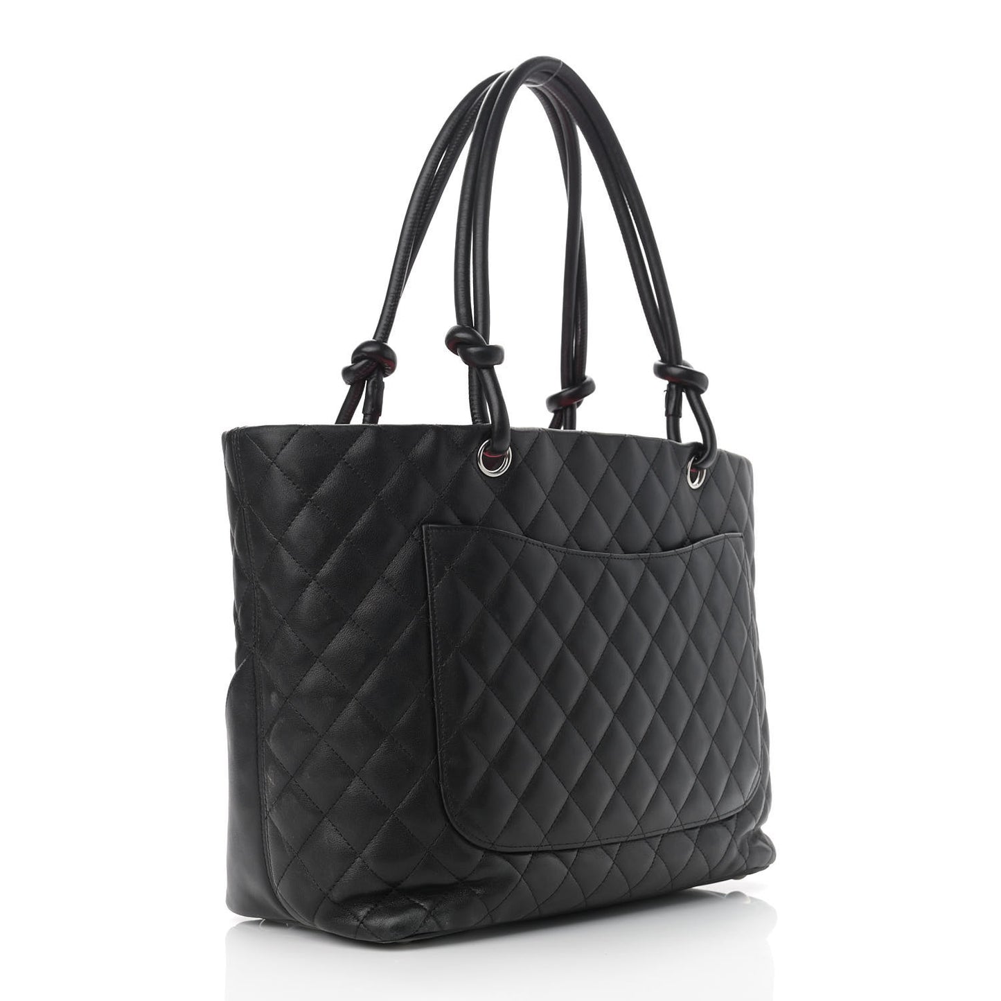 Calfskin Quilted Large Cambon Tote Black