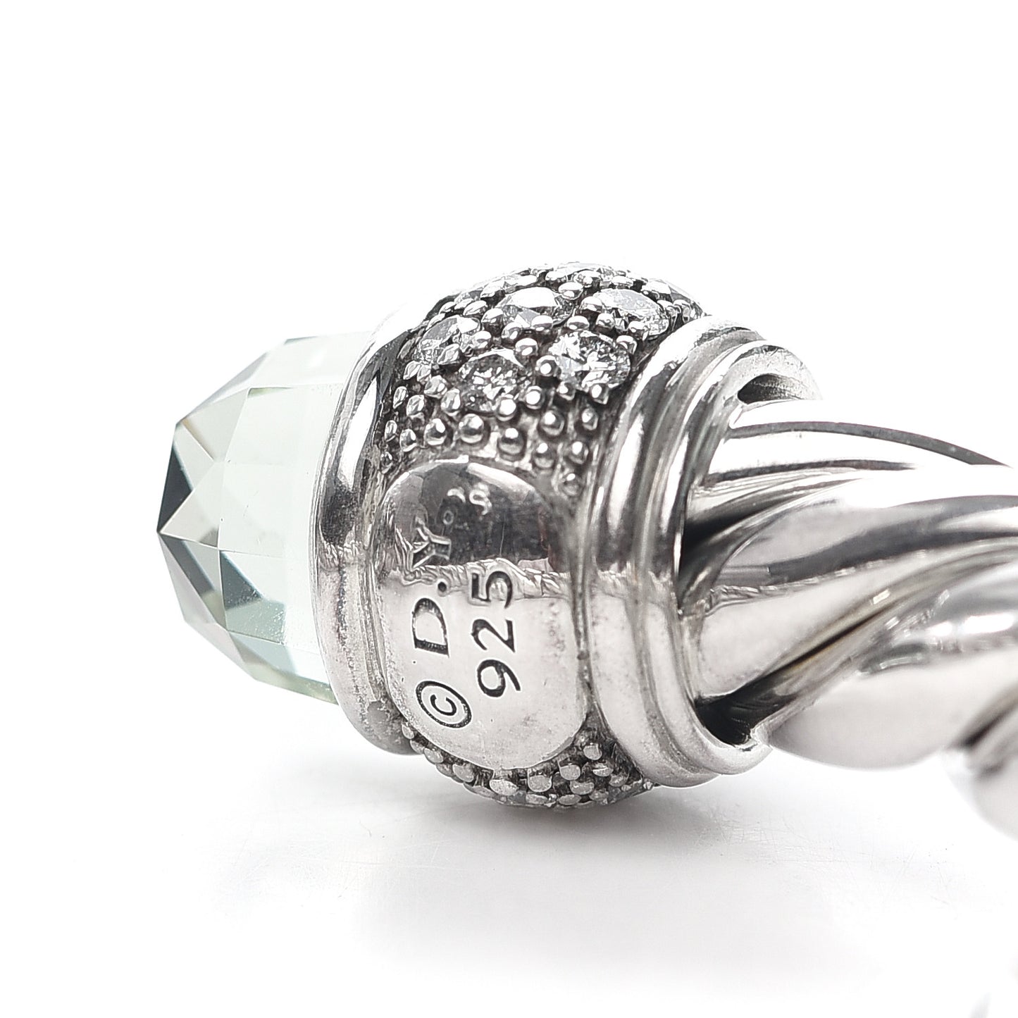 Sterling Silver Diamond Prasiolite 10mm Moonlight Ice Bracelet