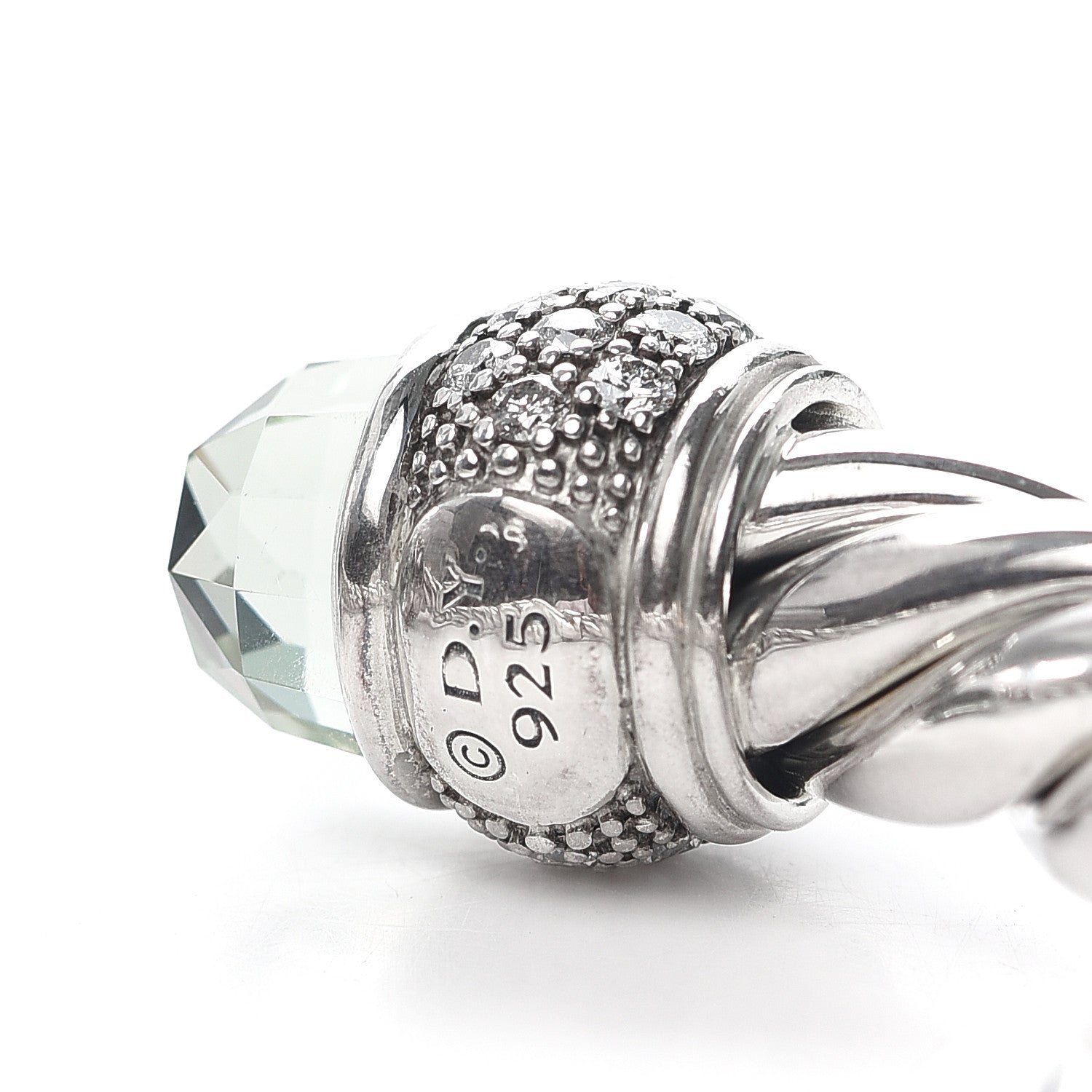 David Yurman Sterling Silver Diamond Prasiolite 10mm Moonlight Ice Bracelet 4 of 4
