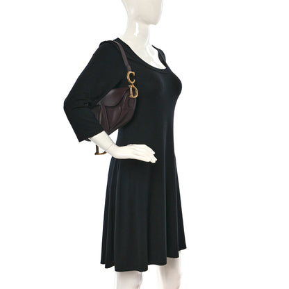 Christian Dior Grained Calfskin Saddle Bag Burgundy 2 of 10