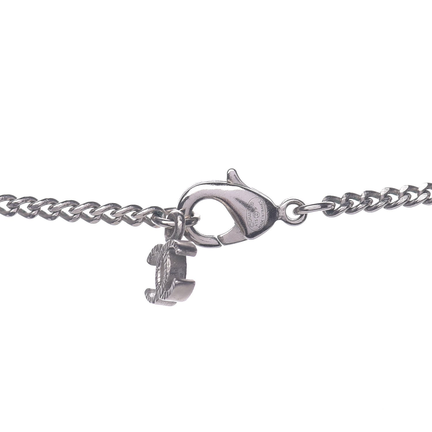 Chanel Crystal Baguette CC Necklace Blue 5 of 6