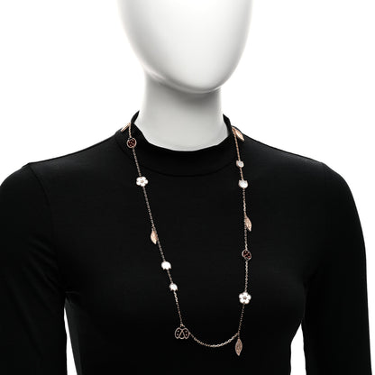 Van Cleef & Arpels 18K Rose Gold Mother of Pearl Carnelian Onyx 15 Motifs Lucky Spring Long Necklace 2 of 6