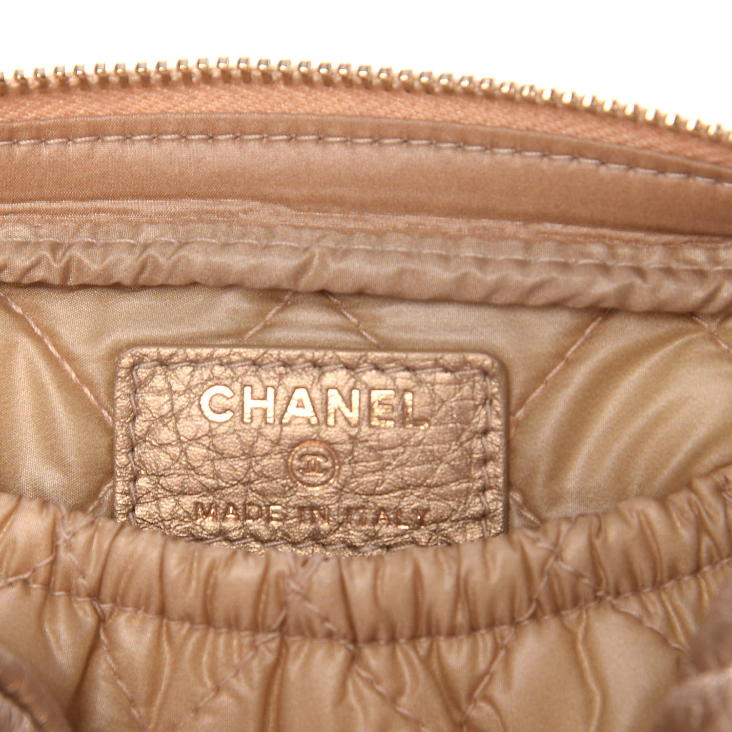 Chanel Metallic Calfskin Quilted Small Curvy Pouch Cosmetic Case Gold 6 of 7