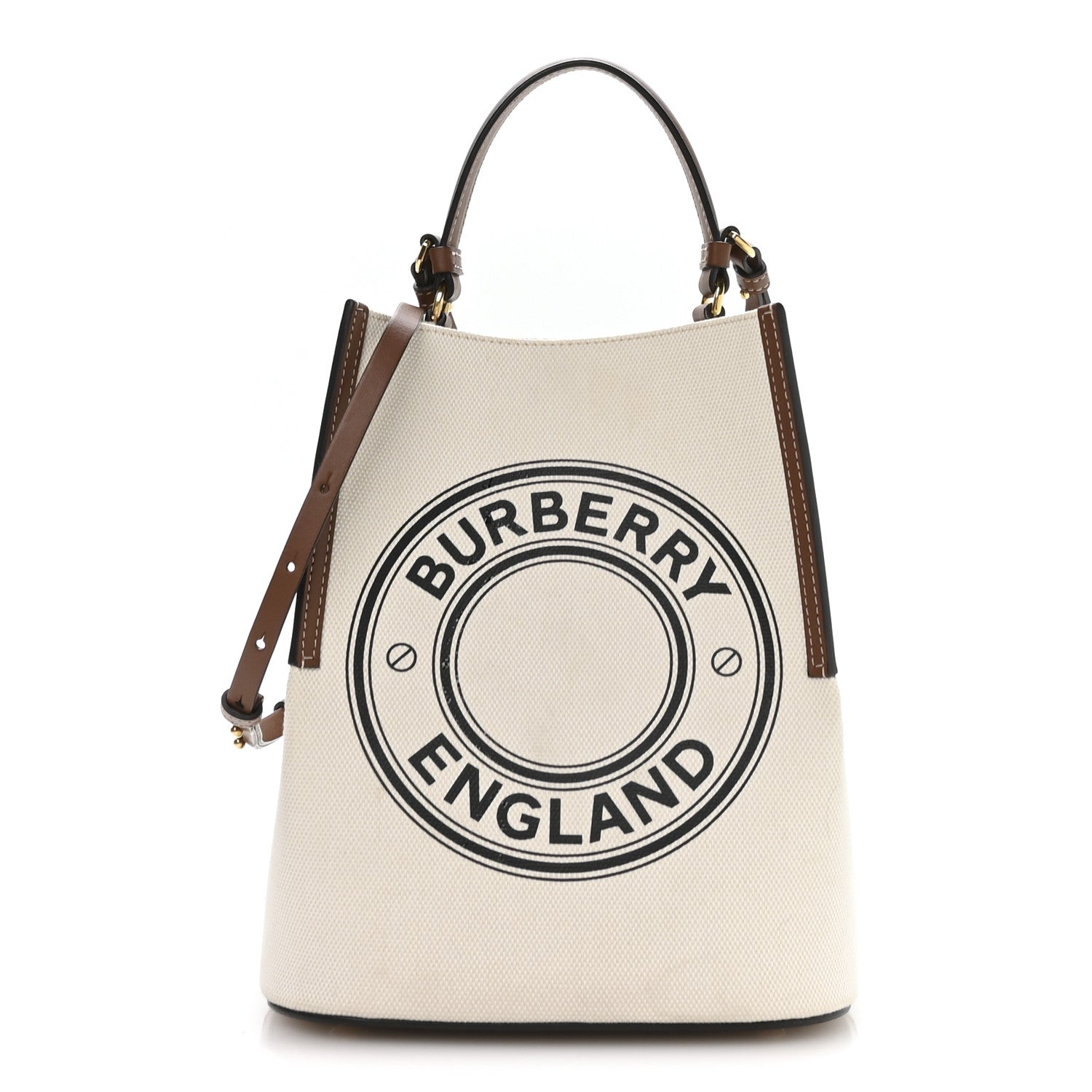 Burberry Canvas Cotton Small Peggy Bucket Bag Natural Gold 2 of 19