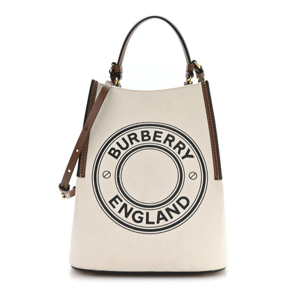 Burberry Canvas Cotton Small Peggy Bucket Bag Natural Gold 2 of 19