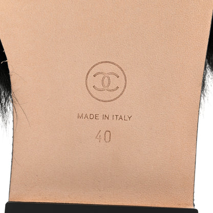 Chanel Shearling Lambskin CC Mules 40 Black White 6 of 9