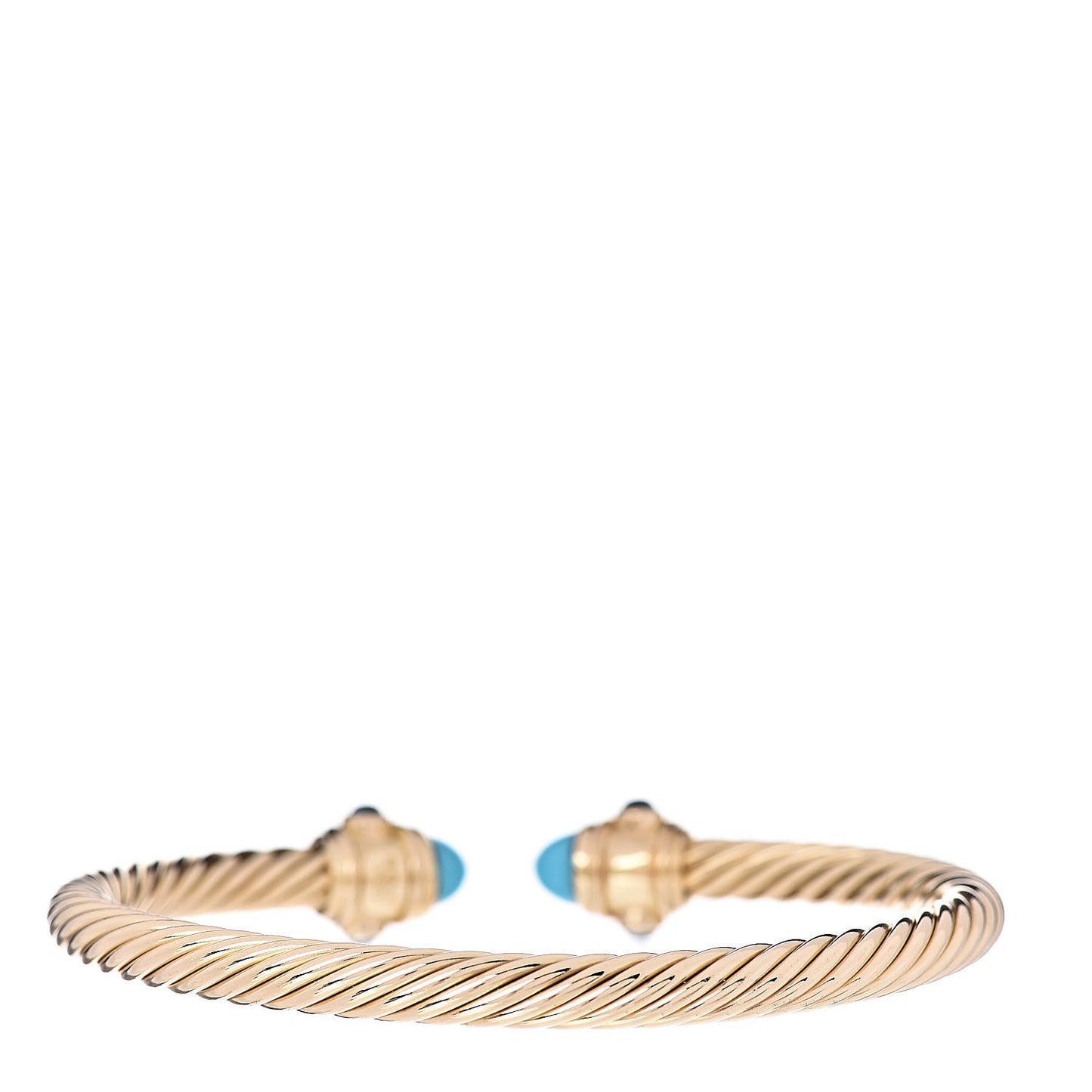 18K Yellow Gold Turquoise Blue Topaz 5mm Renaissance Bracelet