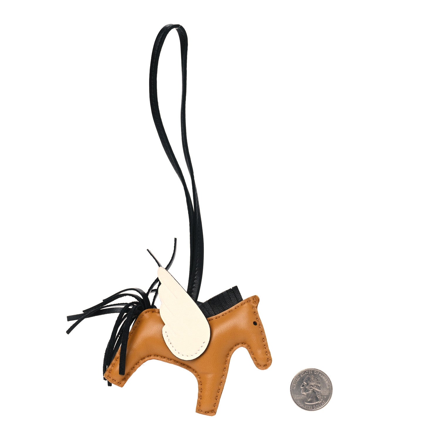 Hermes Milo Lambskin Grigri Rodeo Pegase Horse Bag Charm PM Sesame Black Nata 2 of 4